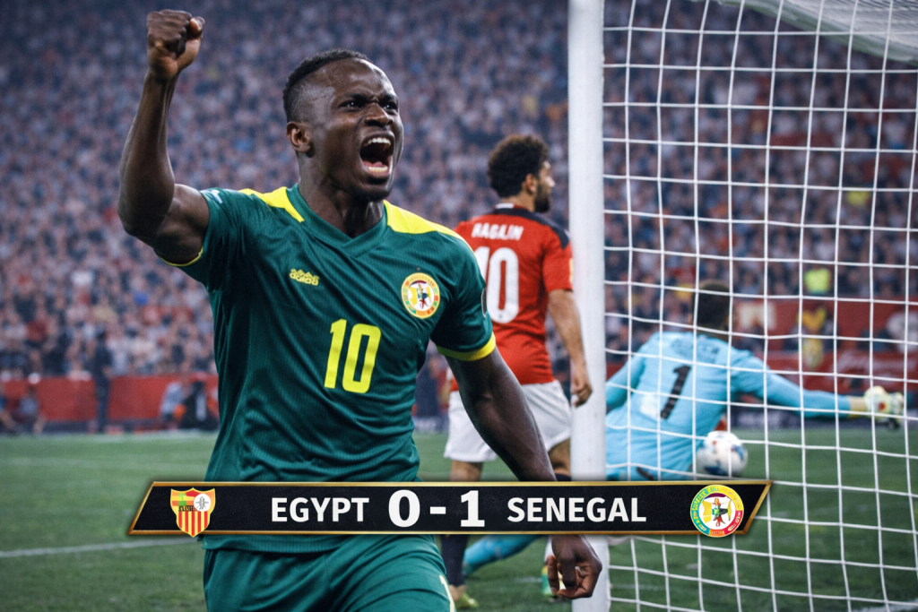 Sadio Mané’s Late Strike Earns Senegal a Gritty 1–0 Victory Over Egypt