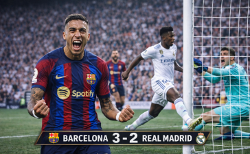 Raphinha Shines as Barcelona Edge Real Madrid 3–2 in a Thrilling, Five-Goal El Clásico Showdown