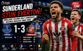 Sunderland Fight Back to Shock Everton 3-1 at Goodison Park
