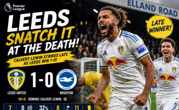 Leeds Snatch Dramatic Late 1-0 Victory Over Brighton at Elland Road