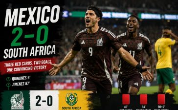 Mexico Cruise Past South Africa 2-0 in Fiery Encounter Marked by Three Red Cards