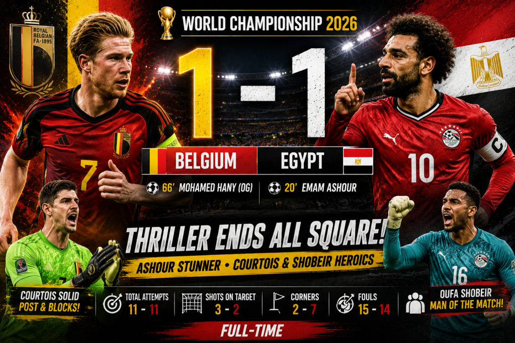 Belgium 1-1 Egypt: Emam Ashour Shines as Pharaohs Hold Red Devils in World Championship 2026 Thriller