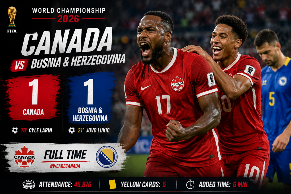 Canada 1-1 Bosnia & Herzegovina: Cyle Larin Rescues Late Point in Dramatic World Championship 2026 Clash