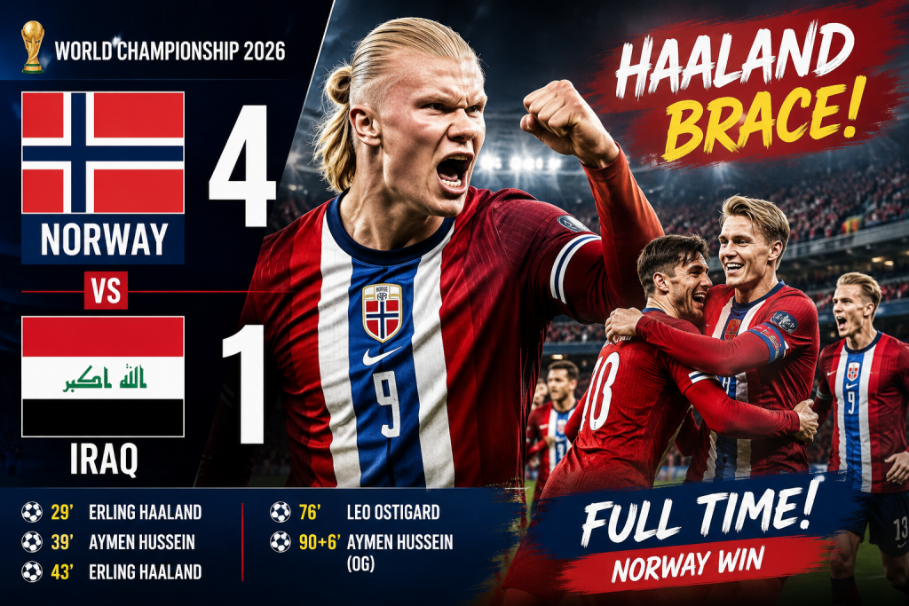 Norway Crush Iraq 4-1 as Erling Haaland Leads Scandinavian Masterclass in World Championship 2026 Clash