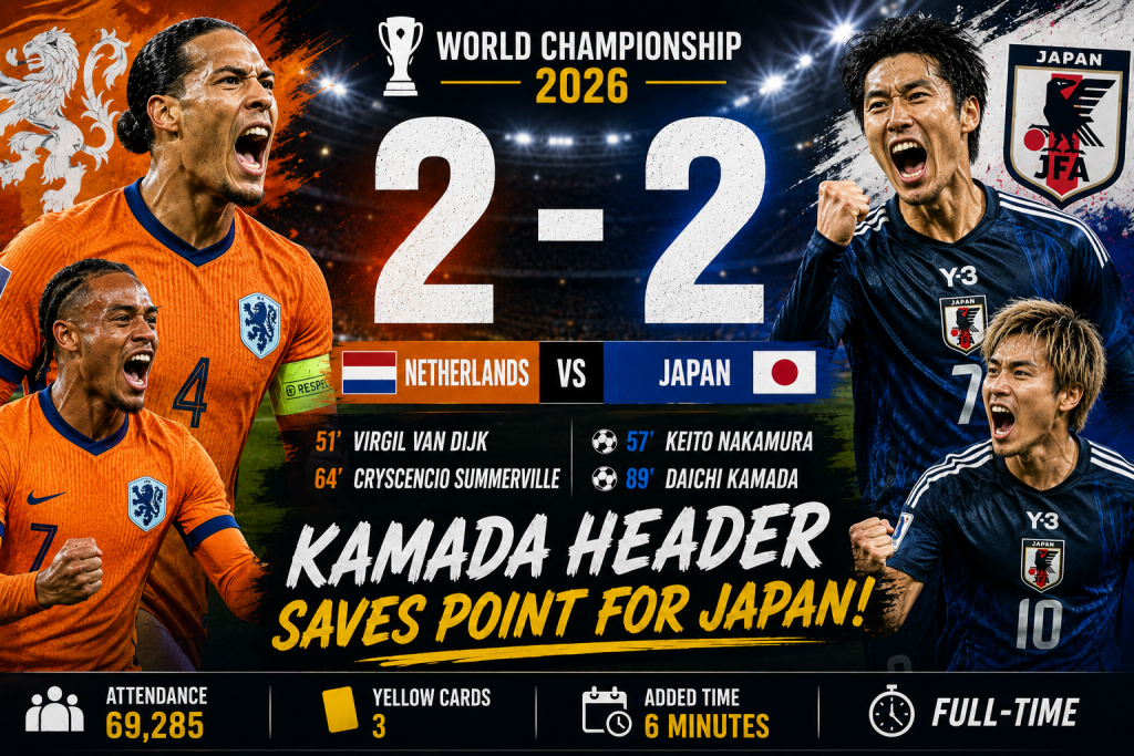 Netherlands 2-2 Japan: Daichi Kamada's Late Header Earns Dramatic Draw in World Championship 2026